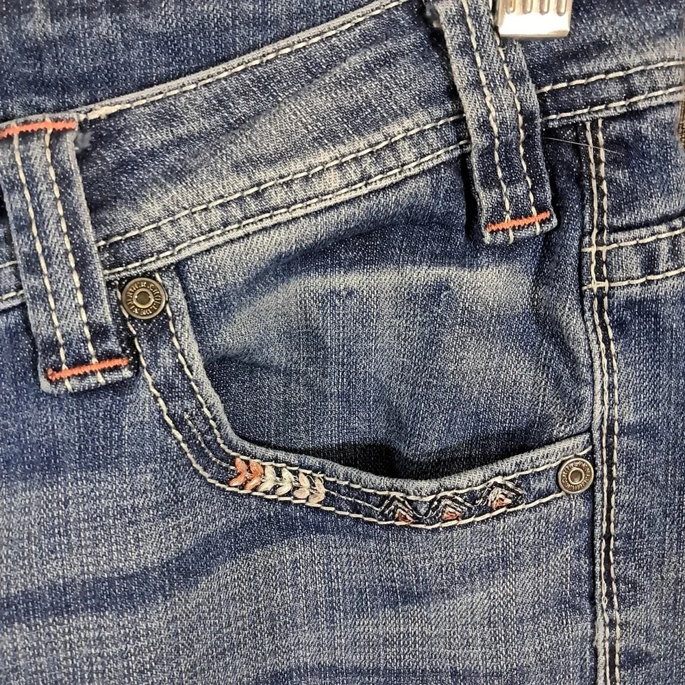 Rock & Roll Cowgirl Jeans Riding 30x28 Boot Western Stone Wash Embroidered Rodeo